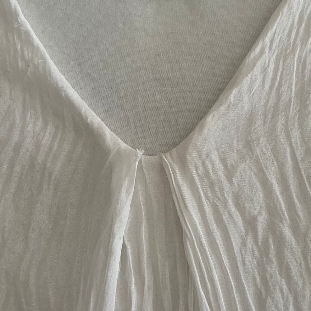 Giusy Silk Pleated V-Neck Ombre Sleeveless Tunic Blouse - Picture 6 of 8